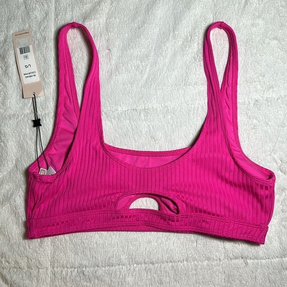 BCBG Passion Pink Cut Out Bralette Bikini Swim Top Large NEW BGBGeneration - Picture 3 of 14